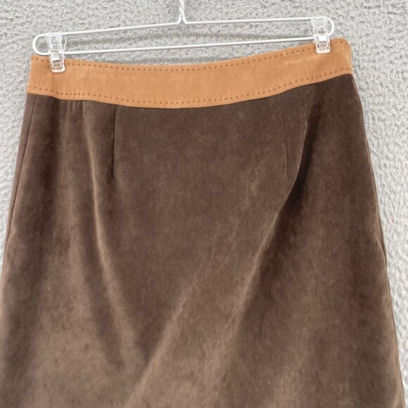 J Mclaughlin Skirt Womens 4 Brown Colorblock Stretch Microsuede Mini Gold Buckle - Picture 4 of 11